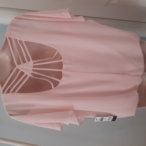 NWT BCX Pink Butterfly Chiffon Style Blouse sz Large - Picture 5 of 5